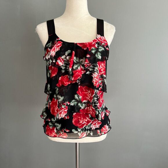B-Wear Tank Top S Tiered Chiffon Fairy Whimsygoth Rose Bloom Going Out Y2K Layer - Picture 1 of 8